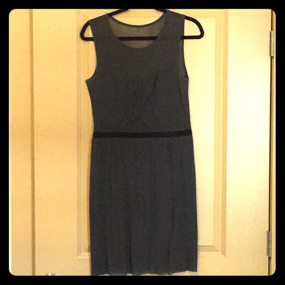 Draped nylon sheer grey dress